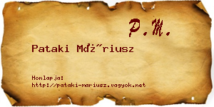 Pataki Máriusz névjegykártya